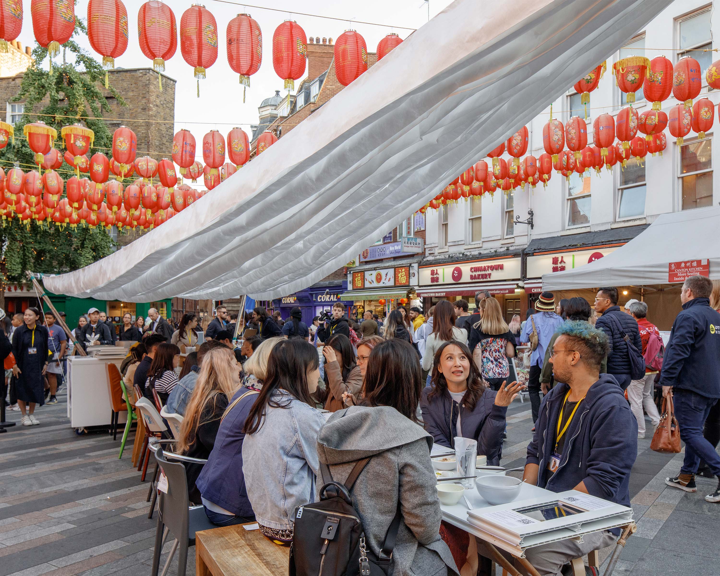 The canopy was tensioned by a structure formed from UK-grown bamboo